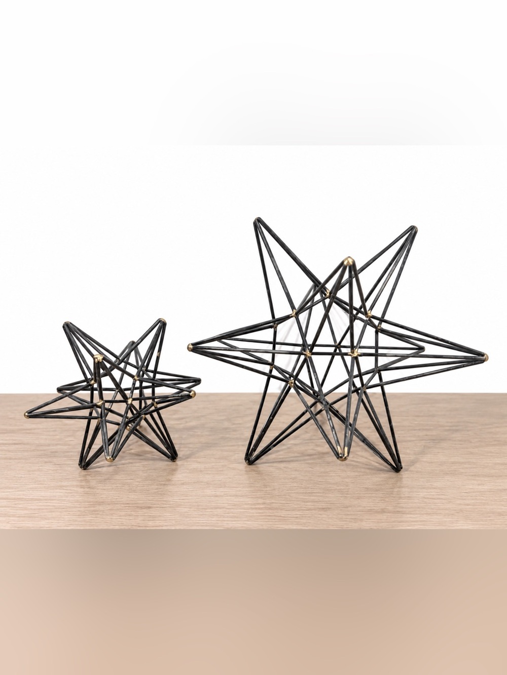 Set of 2 Geometric Metal Sculptures
- Black & Gold